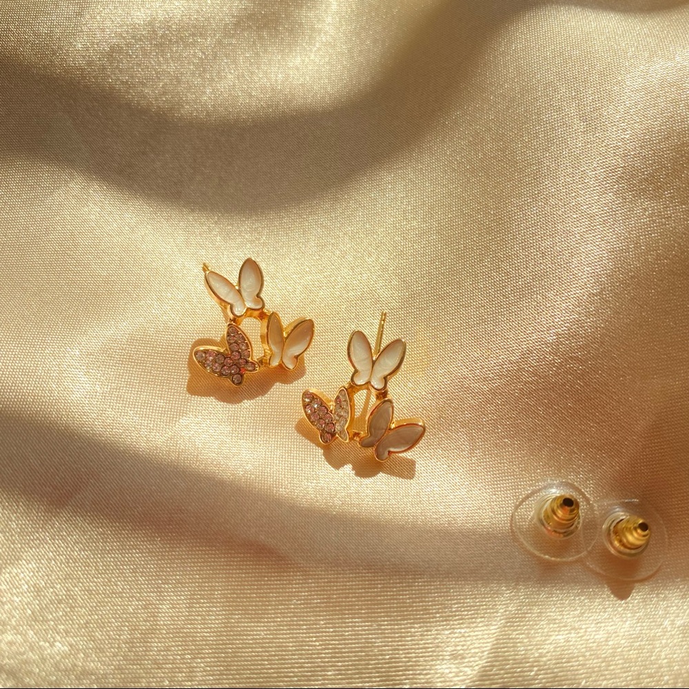 đź’™Rhinestone Butterfly Stud Earrings - Picture 2 of 5